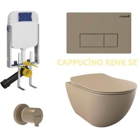 Resim Creavit FE322 Cappicino Asma Klozet Gömme Rezervuar 5 Parça Set 
