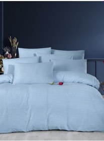 Resim Tek Kişilik Nevresim Seti - Mavi Saten Çarşafsız Mavi 