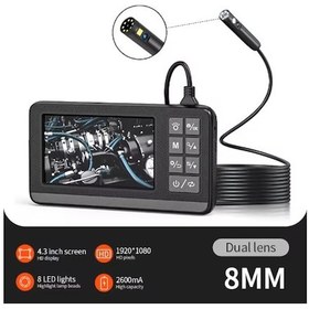 Resim Ekranlı Çift Kameralı 5 Mt Sert Kablo Endoskop 8 Mm 4.3 Inc Hafıza Kart Destekli 