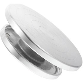 Resim Seramik Döner Tabla Aletleri, Pasta Standı İçin Seramik Döner Tabla, Alüminyum Döner Pasta Standı, Gümüş 