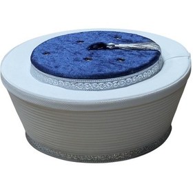 Resim Fabrikam06 Lacivert Sarık, Gri Püskül Sarık ,imam Sarığı,cami,cübbe,takke,sarık,lacivert Imam Sarığı,53 Cm S058 Beyaz - Lacivert 