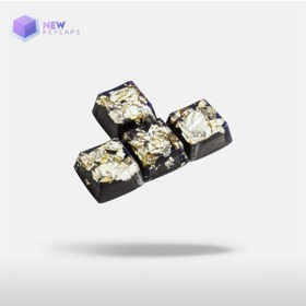 Resim New Keycaps Black And Gold W-a-s-d Ve Yön Tuşları Dörtlü Set Mekanik Klavye Tuşu Artisan Keycaps 