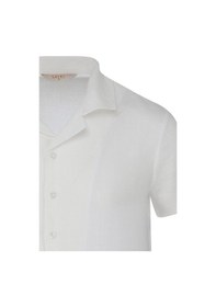 Resim Beyaz Regular Fit Apaş Yaka Keten Gömlek 35053 4111993 