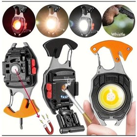 Resim 7 Modlu Mini Led Lamba Anahtarlık Ve Çakmak Çok Fonksiyonlu Usbli Siyah 