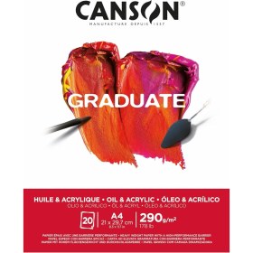 Resim AyrStore Canson Graduate, Yağlı ve Akrilik Boya Kağıdı, Hafif Pürüzlü Yüzey, 290 G/m², Kısa Kenarda Yapıştırılmış Blok, Dın A4 21 x 29,7 Cm, Doğal Beyaz, 20 Yaprak 