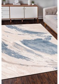 Resim Bafra Mavi Beyaz Halı Yumuşak Oturma Odası Salon Çocuk Odası Mutf Mavi - Beyaz 