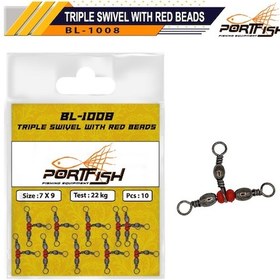 Resim Portfish Bl-1008 Üçlü Kırmızı Boncuklu Fırdöndü 4 6 