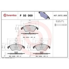 Resim Brembo P50069 On Fren Balatasi A0004200105 A0004209004 A0054201020 