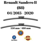 Resim Renault Sandero Iı B8 2015 2016 2017 2018 2019 2020 Uyumlu Ön Cam Muz Tipi Silecek Süpürgesi Seti 550/480mm Silbak 