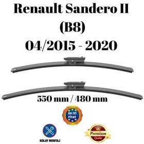 Resim Renault Sandero Iı B8 2015 2016 2017 2018 2019 2020 Uyumlu Ön Cam Muz Tipi Silecek Süpürgesi Seti 550/480mm Silbak 
