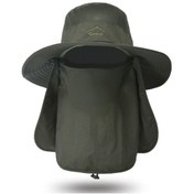 Resim Balıkçı Şapkası Çıkarılabilir Yüz Kapaklı Boyun Kapaklı Güneş Şapkası Dış Mekan Uv Güneş Koruması Geniş Kenarlı Şapka - Yeşil 