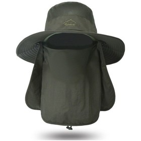 Resim Balıkçı Şapkası Çıkarılabilir Yüz Kapaklı Boyun Kapaklı Güneş Şapkası Dış Mekan Uv Güneş Koruması Geniş Kenarlı Şapka - Yeşil 