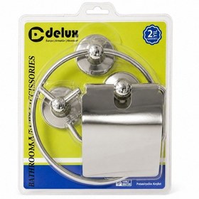 Resim Delux 3 Lü Banyo Seti Krom Tuvalet Kağıtlığı Halka Havluluk Ve Havlu Askılığı 