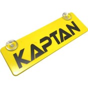 Resim Kaptan Yazılı Sarı Dekor Plaka Vantuzlu Cam Süsü 