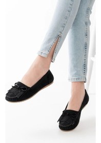 Resim Ps-100 Siyah Süet Püsküllü Günlük Kadın Babet Çok Renkli 