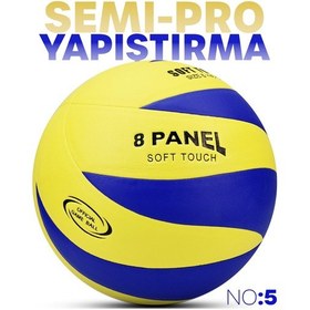 Resim Semi-pro Voleybol Topu Lamineli Beton Zemin Softtouch İç-dış Mekana Uygun 8 Panel Sarı-mavi Gsv103 Mavi 
