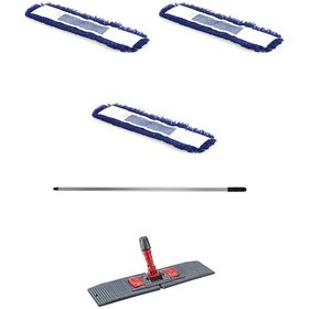 Resim Cod-ex Orlon Mavi Statik Toz Mop 3 x 80 CM + Mop Tutucu + Sap 