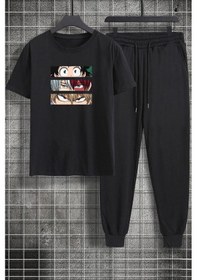 Resim Ken Kaneki Baskılı 2 Li Eşofman Takımı Siyah 