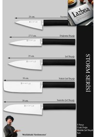 Resim Storm Serisi Mutfak Bıçak Seti Et Sebze Şef Bıçağı 5 Li Mft-9865 Siyah 