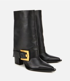 Resim Hotiç Kadın Deri Siyah Pantolon Görünümlü Gold Tokalı Kalın Topuklu Bot 01boh315280a100 01boh315280a100 Siyah 
