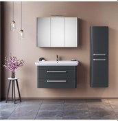 Resim Orka Rose 100 Cm Mdf Parlak Gri Banyo Dolabı Takımı Ve Boy Dolabı Gri 