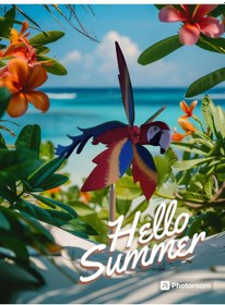 Resim Kırmızı Papağan Tamamı El Yapımı Ahşap Hareketli Rüzgar Gülü 