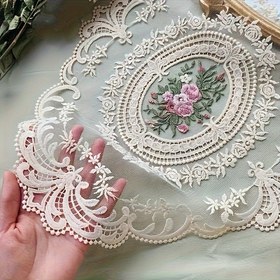 Resim Vintage Fransız Dantel Masa Örtüsü: Zarif El İşi Nakışlı, Ev Yemek Odası Dekorasyonu İçin Uygun, Naylon, 14+ Yaş İçin Uygun 