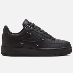 Resim Nike Air Force 1 '07 Lx ''metallic Swooshes'' Leather Sneaker Hakiki Deri Kadın Günlük Spor Ayakkabı Siyah 
