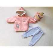 Resim MİLLİON BEBE Lovely Cute Tavşanlı Kapitone Mont Kapişonlu Alt Üst Takım 