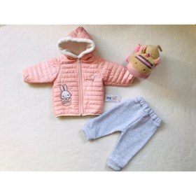 Resim MİLLİON BEBE Lovely Cute Tavşanlı Kapitone Mont Kapişonlu Alt Üst Takım 