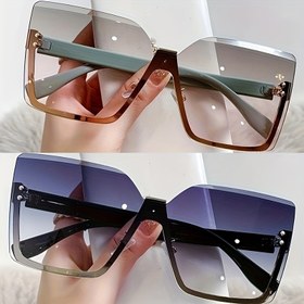 Resim 2 adet Set, Avrupa ve Amerika Moda Yarım Çerçeve Büyük Boyutlu Çerçeve Dekoratif Moda Gözlükleri 