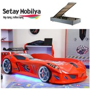 Resim Setaymobilya Bazalı Arabalı Yatak , Jaguar Full Ledli Bazalı Araba Yatak 