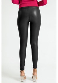 Resim Kadın Siyah Içi Peluşlu Kışlık Suni Deri Ekstra Yüksek Bel Toparlayıcı Tayt Karışık 