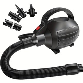 Resim 1x Yüksek Verimli 600W Elektrikli Hava Pompası Şişme Ürünler İçin - Çok Yönlü & Taşınabilir, 4 Nozullu, Hava Yatakları, Havuz Oyuncakları, Jimnastik Matları & Salıncaklar İçin İdeal - Dayanıklı ABS, Manuel İşletim, Siyah 