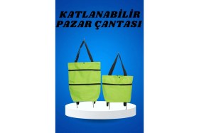 Resim Aesco Pazar Arabası ve Alışveriş Çantası Çift Yönlü Kolay Tekerlekli Taşınabilir 