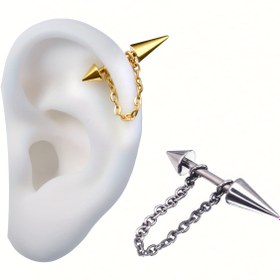 Resim 1 Adet Punk Spike Küpe - Sağlam 304 Paslanmaz Çelik Forward Helix Piercing Takısı, Erkekler ve Kadınlar için Endüstriyel Tasarım, Halloween, Goth, Günlük Vücut Modifikasyonu - Kolay Temizlenebilir Minimalist Tasarım, Parlak Yüzey 