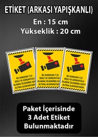 Resim isgtabelam 15x20cm/3adet/fosforlu Etiket/Bu Karavan Güvenlik Kamera Uyarısı/v1-2 