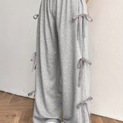 Resim DP40493 Kadınlar için Şık Düz Renk Jogger Pantolon Fiyonk Aksanlı & Yan Cepli - Geniş Paça Makinede Yıkanabilir Günlük Spor Salon Pantolonu, Her Mevsim Giyim İçin, Koşu Pantolonları, Günlük Konfor, Kaliteli Dikiş, İp Bel, Moda Severler 