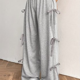 Resim DP40493 Kadınlar için Şık Düz Renk Jogger Pantolon Fiyonk Aksanlı & Yan Cepli - Geniş Paça Makinede Yıkanabilir Günlük Spor Salon Pantolonu, Her Mevsim Giyim İçin, Koşu Pantolonları, Günlük Konfor, Kaliteli Dikiş, İp Bel, Moda Severler 