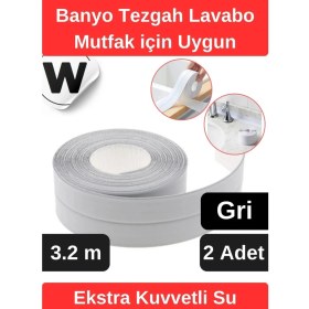 Resim Wonara Premium Su Geçirmez Önleyici Yalıtım Küf Banyo Mutfak Lavabo Gri Kenar Şerit Bant 3.2m 2 Adet 