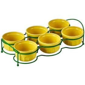 Resim Edora Home Yeşil Altı Bölmeli Çerezlik İkram Seti Metal Paslanmaz 