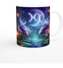 Resim Balık Burcu Baskılı Kahve Kupası - Ay Işığında Zodyak Bahçesi Vs2 