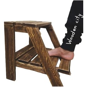 Resim Merdiven Tabure Ahşap Basamak Yükseltici Mutfak Taburesi 