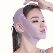 Resim Çift Çene Yüz Kontür Kaldırma Aracı - Ayarlanabilir Kayışlı ve Ergonomik Tasarımlı Elastik Nefes Alabilen Mor Yüz Bandı ile Çene Hat Tanımı, Boyun Kırışık Azaltma, Cilt Bakım Olmayan Yüz Germe Cihazı 