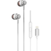 Resim Hytech HY-XBK59 Beyaz iPhone Telefon Uyumlu Lightning Konnektörlü Metal Bluetooth Kulaklık 
