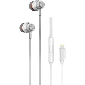 Resim Hytech HY-XBK59 Beyaz iPhone Telefon Uyumlu Lightning Konnektörlü Metal Bluetooth Kulaklık 