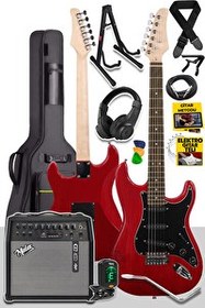 Resim Midex RPH30RD-50AMP 50 W Bluetooth Şarjlı Amfi Kulaklık Full Kırmızı Elektro Gitar Seti 