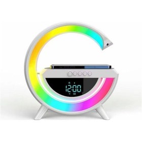 Resim G63 Beyaz Bluetooth Hoparlör, Kablosuz Şarj, Rgb Işık, Akıllı Alarm, 360 Surround Ses, Gündoğumu Uyandırıcı, Uzun Pil Ömrü - Beyaz 