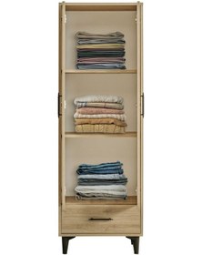 Resim Dolap, Blesk 2 Kapaklı Çekmeceli Raflı Ceviz Dolap Gardırop 