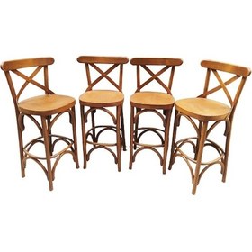 Resim Sandalye Zus709 Çapraz Bar Model Klasik Mobilya Kayın Torna Retro 4 Adet Natüre Ceviz Renk El Yapım 